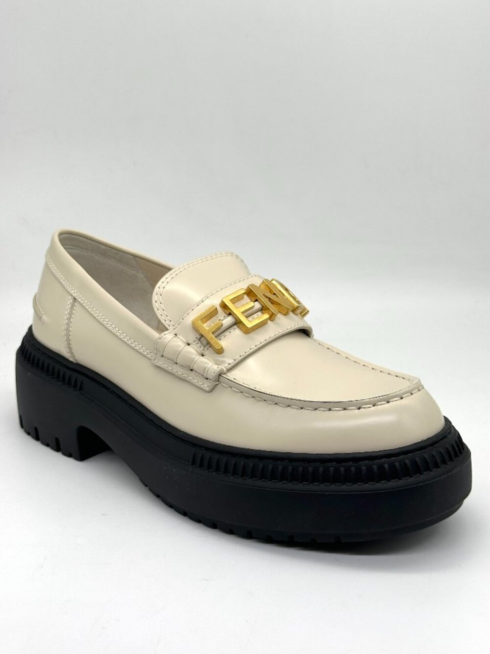 FENDI Fendigraphy Graphy Signature Logo Leather Platform Loafers Shoes - Picture 9 of 16